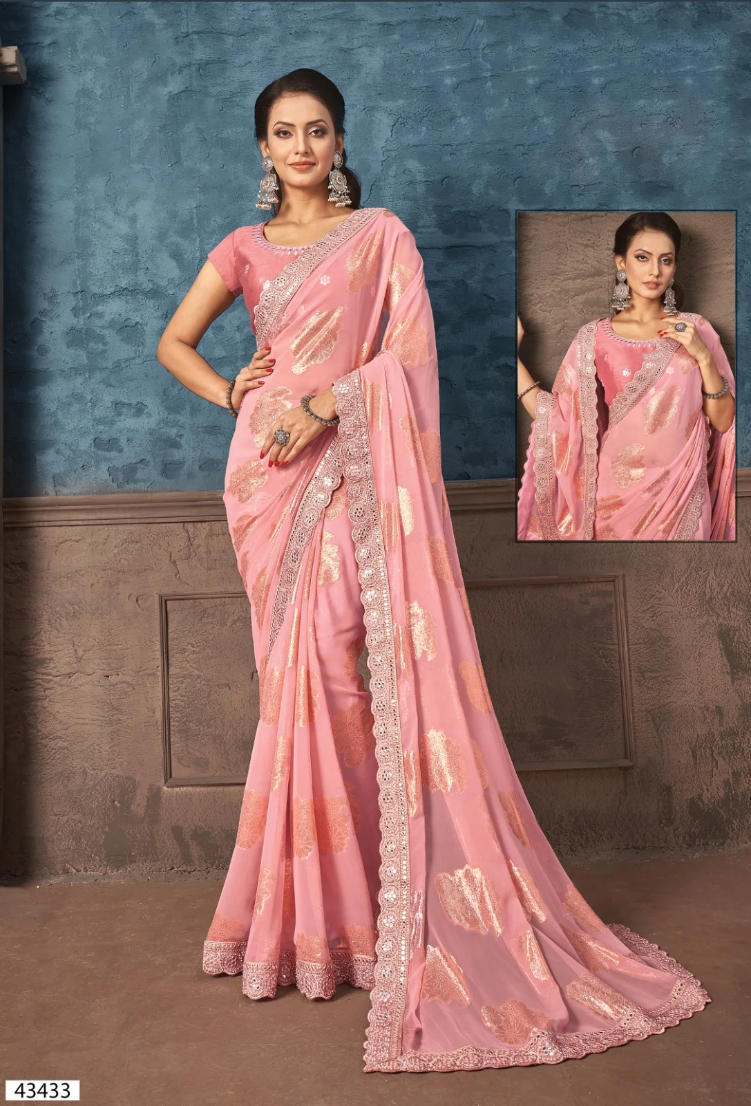 Mahotsav Maanika Georgette Wholesale Designer Saree Catalog — Wholesale Sarees, Mahotsav wholesale from Surat - Gallery Image 4